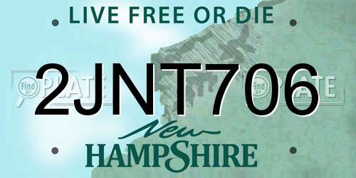 2JNT706 New Hampshire License Plate