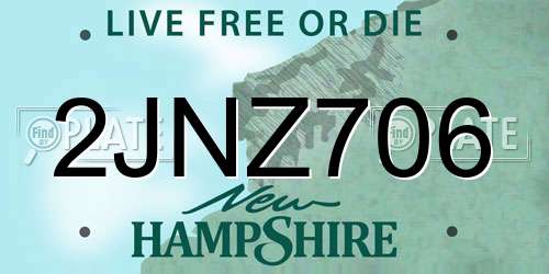 2JNZ706 New Hampshire License Plate