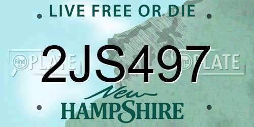 2JS497 New Hampshire License Plate