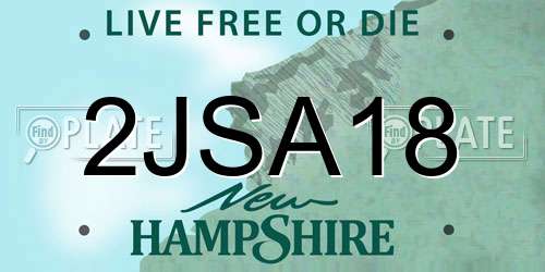 2JSA18 New Hampshire License Plate