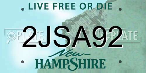 2JSA92 New Hampshire License Plate