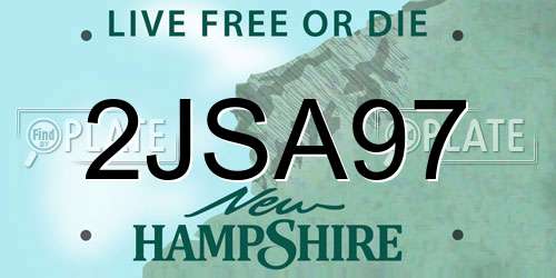 2JSA97 New Hampshire License Plate