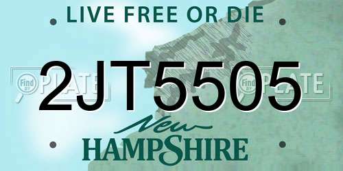 2JT5505 New Hampshire License Plate