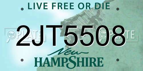 2JT5508 New Hampshire License Plate