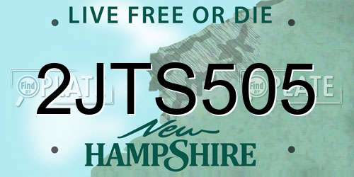 2JTS505 New Hampshire License Plate