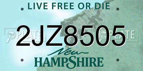 2JZ8505 New Hampshire License Plate