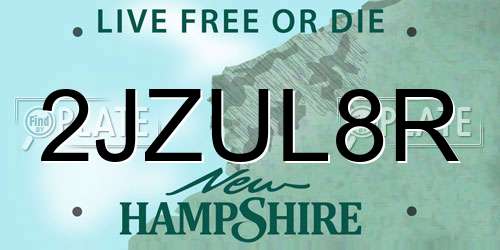 2JZUL8R New Hampshire License Plate