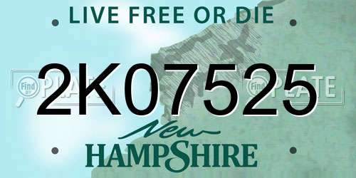 2K07525 New Hampshire License Plate