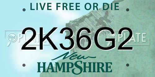 2K36G2 New Hampshire License Plate