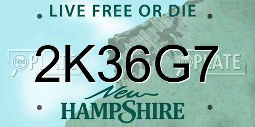 2K36G7 New Hampshire License Plate
