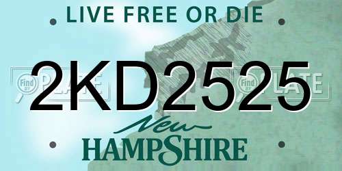 2KD2525 New Hampshire License Plate