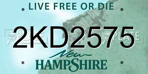 2KD2575 New Hampshire License Plate