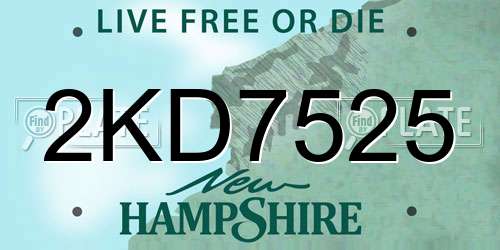 2KD7525 New Hampshire License Plate