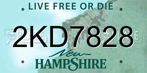 2KD7828 New Hampshire License Plate
