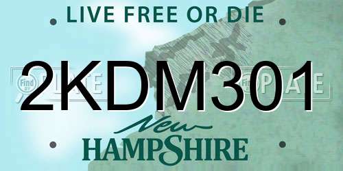 2KDM301 New Hampshire License Plate