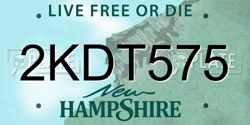 2KDT575 New Hampshire License Plate