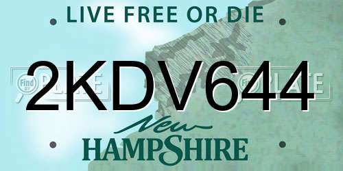 2KDV644 New Hampshire License Plate