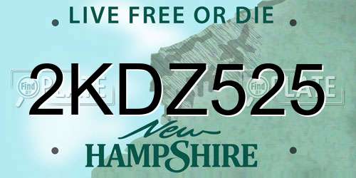 2KDZ525 New Hampshire License Plate