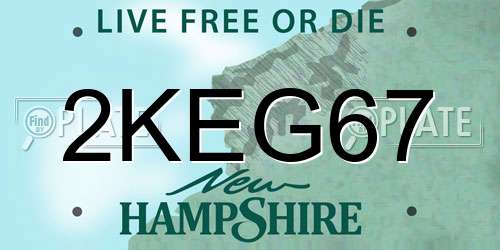 2KEG67 New Hampshire License Plate