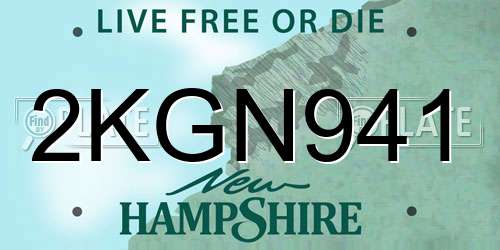 2KGN941 New Hampshire License Plate