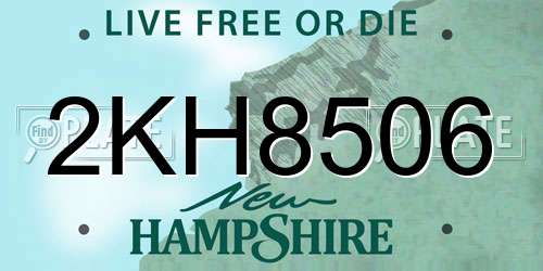 2KH8506 New Hampshire License Plate