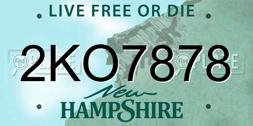 2KO7878 New Hampshire License Plate