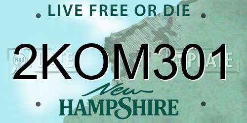 2KOM301 New Hampshire License Plate