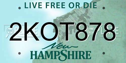 2KOT878 New Hampshire License Plate
