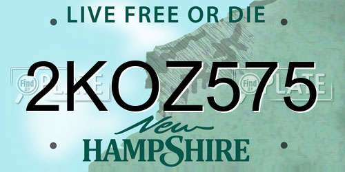 2KOZ575 New Hampshire License Plate