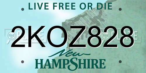 2KOZ828 New Hampshire License Plate