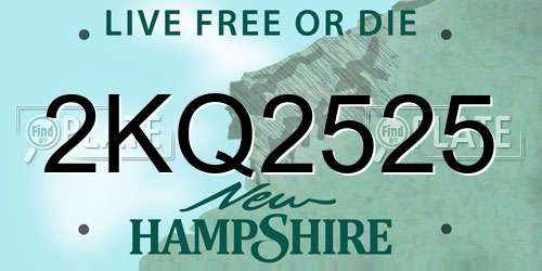 2KQ2525 New Hampshire License Plate
