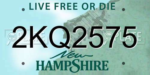 2KQ2575 New Hampshire License Plate