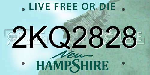 2KQ2828 New Hampshire License Plate