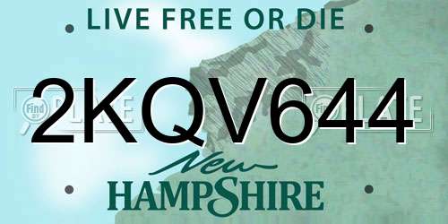 2KQV644 New Hampshire License Plate