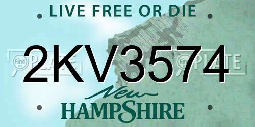 2KV3574 New Hampshire License Plate