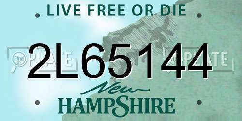 2L65144 New Hampshire License Plate