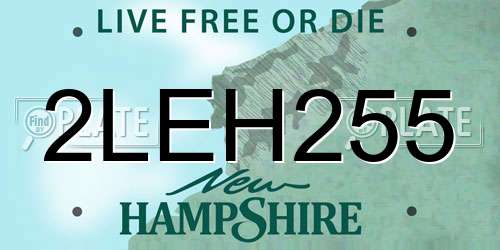 2LEH255 New Hampshire License Plate