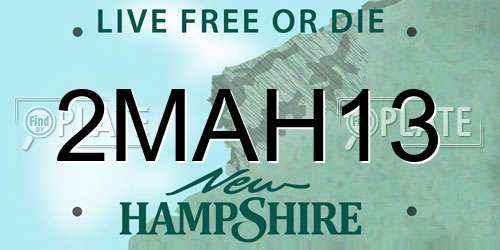 2MAH13 New Hampshire License Plate