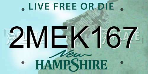 2MEK167 New Hampshire License Plate
