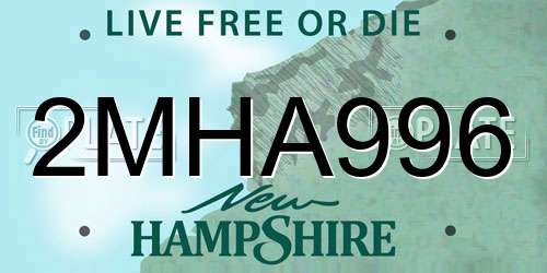 2MHA996 New Hampshire License Plate