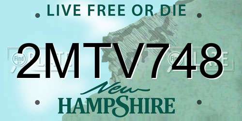 2MTV748 New Hampshire License Plate