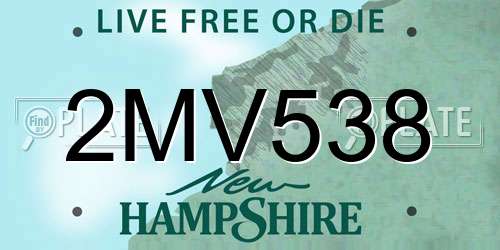 2MV538 New Hampshire License Plate
