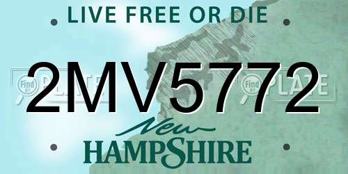 2MV5772 New Hampshire License Plate