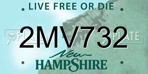 2MV732 New Hampshire License Plate