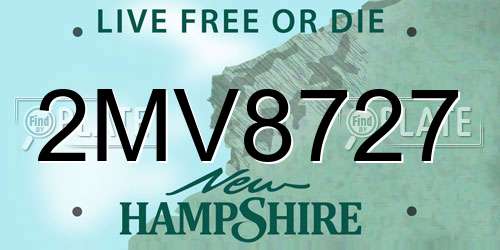 2MV8727 New Hampshire License Plate
