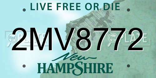 2MV8772 New Hampshire License Plate