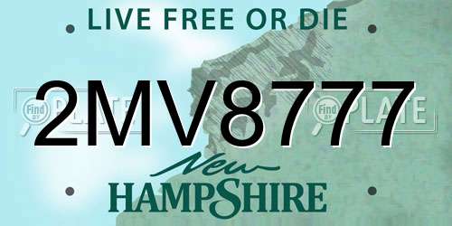 2MV8777 New Hampshire License Plate