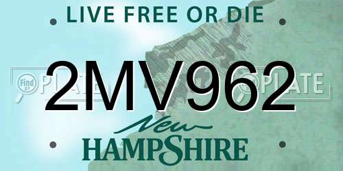 2MV962 New Hampshire License Plate