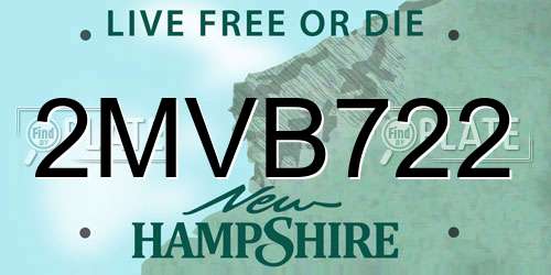 2MVB722 New Hampshire License Plate