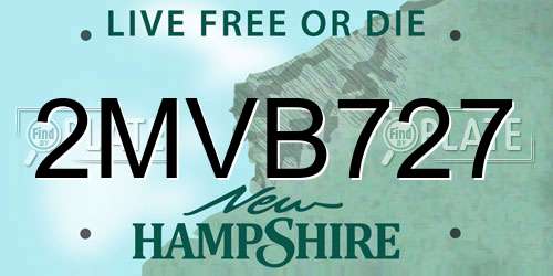 2MVB727 New Hampshire License Plate
